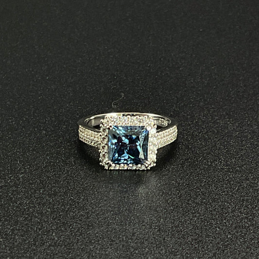Blue moissanite ring